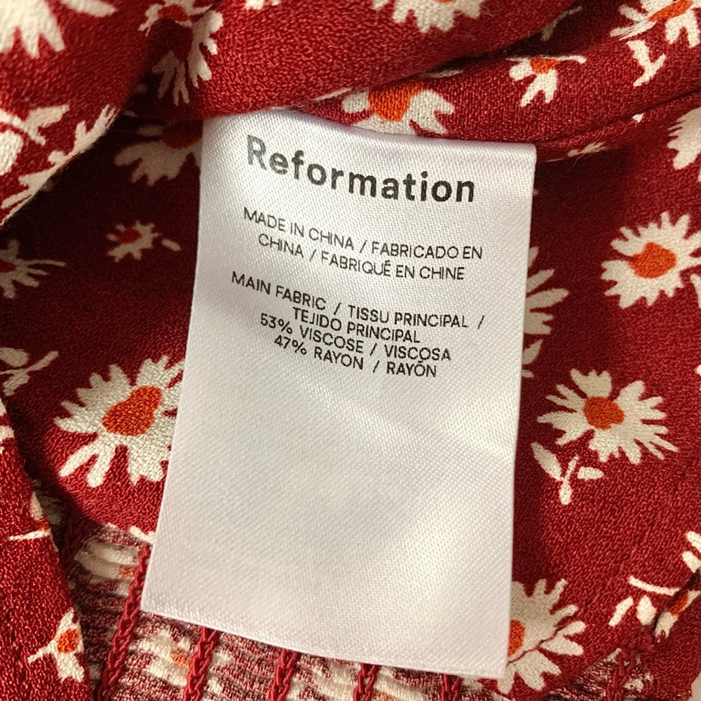Reformation Meriah Peasant Top in Red Cary Floral Cottagecore sz 2 - Picture 11 of 16